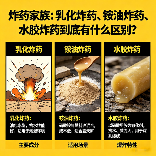 历下炸药家族：乳化炸药、铵油炸药、水胶炸药到底有什么区别？